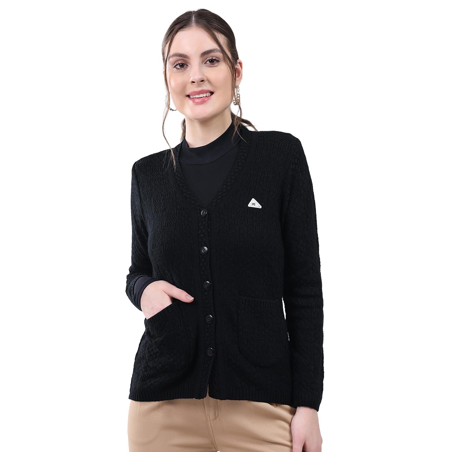 Women Regular Fit V Neck Self Designed Button Closure Full Sleeve Cardigan | Warm Winter wear | Cozy Knitted Sweater | Casual Layering Outfit | Winter Cardigan for Women's-image-37