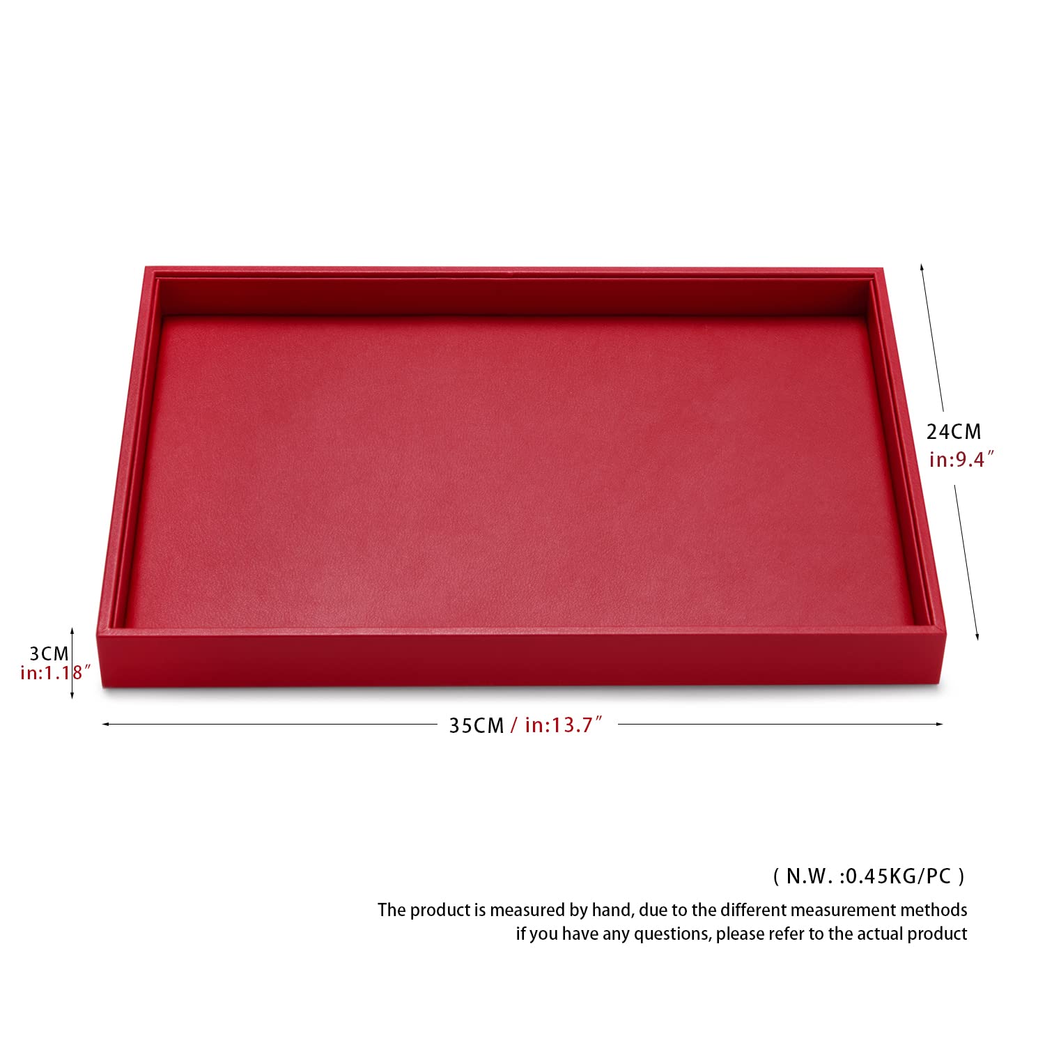 Oirlv Magnifique plateau à bijoux en cuir rouge empilable pour présentation de bijoux