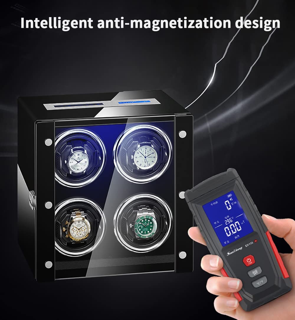 Rotomat do zegarków automatycznych, skóra PU, cichy silnik, ekran LCD