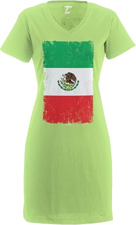 Distressed Mexico Flag - Mexican Eagle Latino Womens Nightshirt
