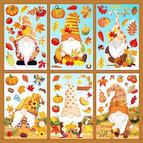 Thanksgiving Dwarf Fall Window Clings for Glass
