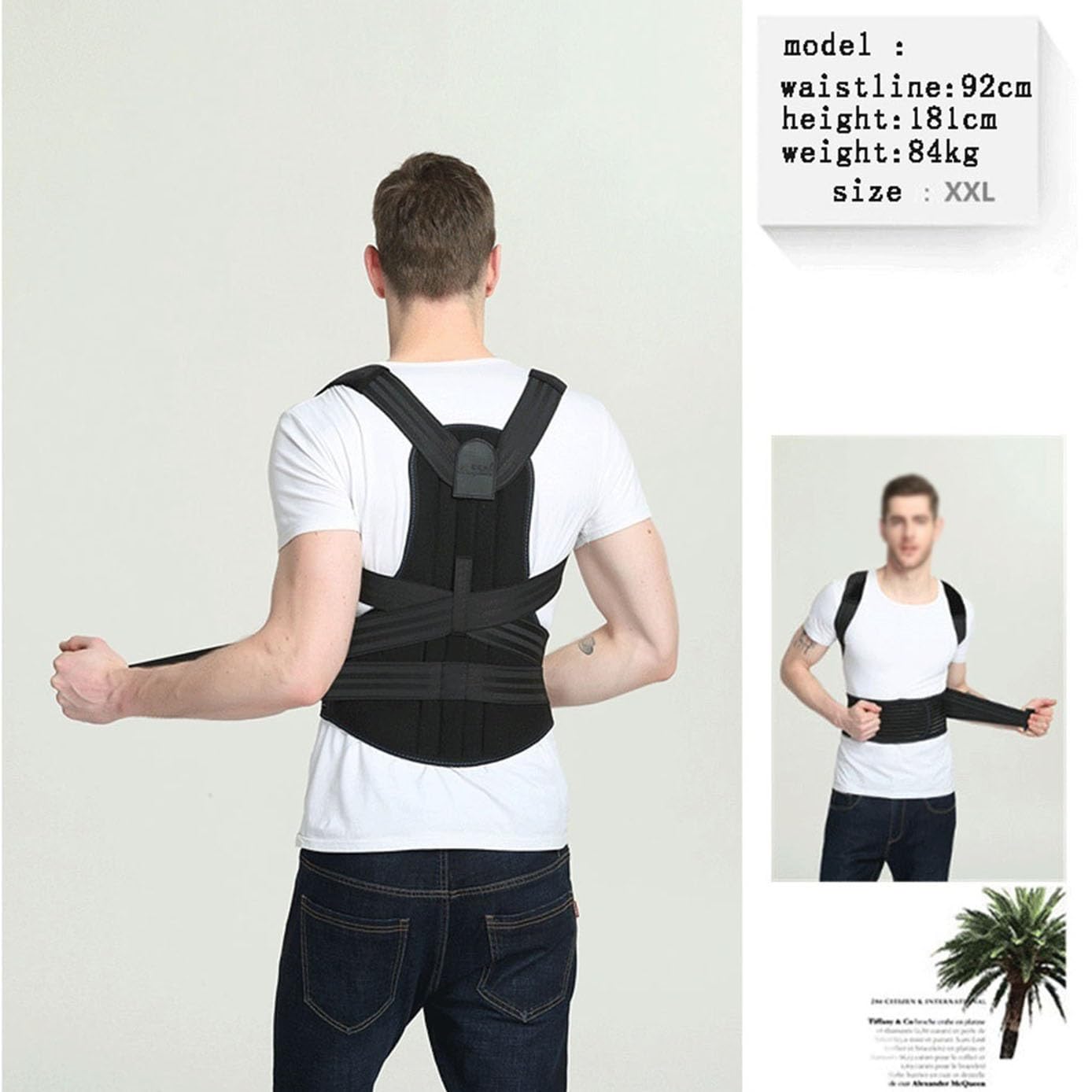 M-5XL Grande Taille Correcteur De Posture for Hommes Et Femmes Ceinture De Soutien Lombaire Décompression du Cou Épaules Soulagement Douleur Ceinture Colonne Vertébrale(4XL)