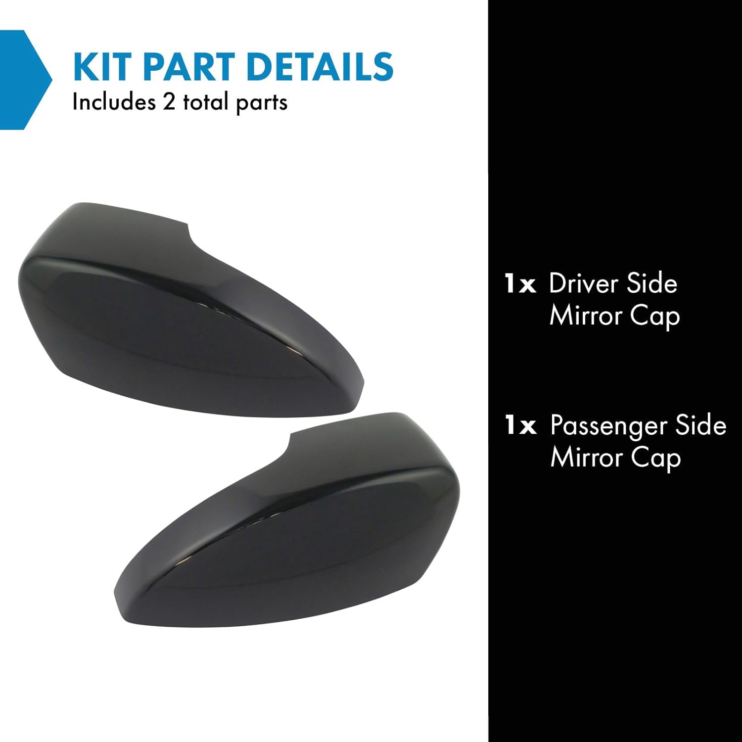 TRQ Paint to Match Mirror Cap Set with Turn Signal Compatible with 2012-2018 Ford Focus, 2013-2018 C-Max, 2013-2016 Escape CP9Z17D742CA, CP9Z17D743CA