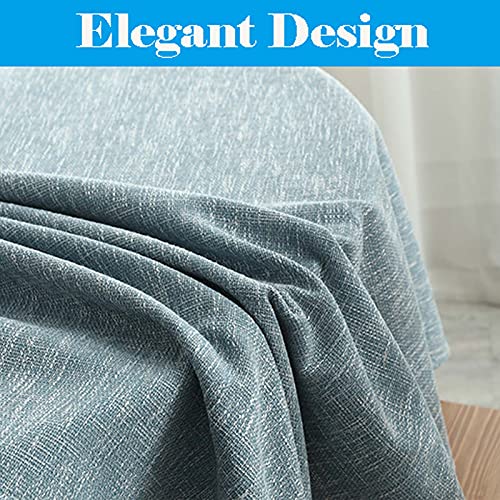 Nappe pour table ronde en lin robuste bleu marine de 130cm - 4
