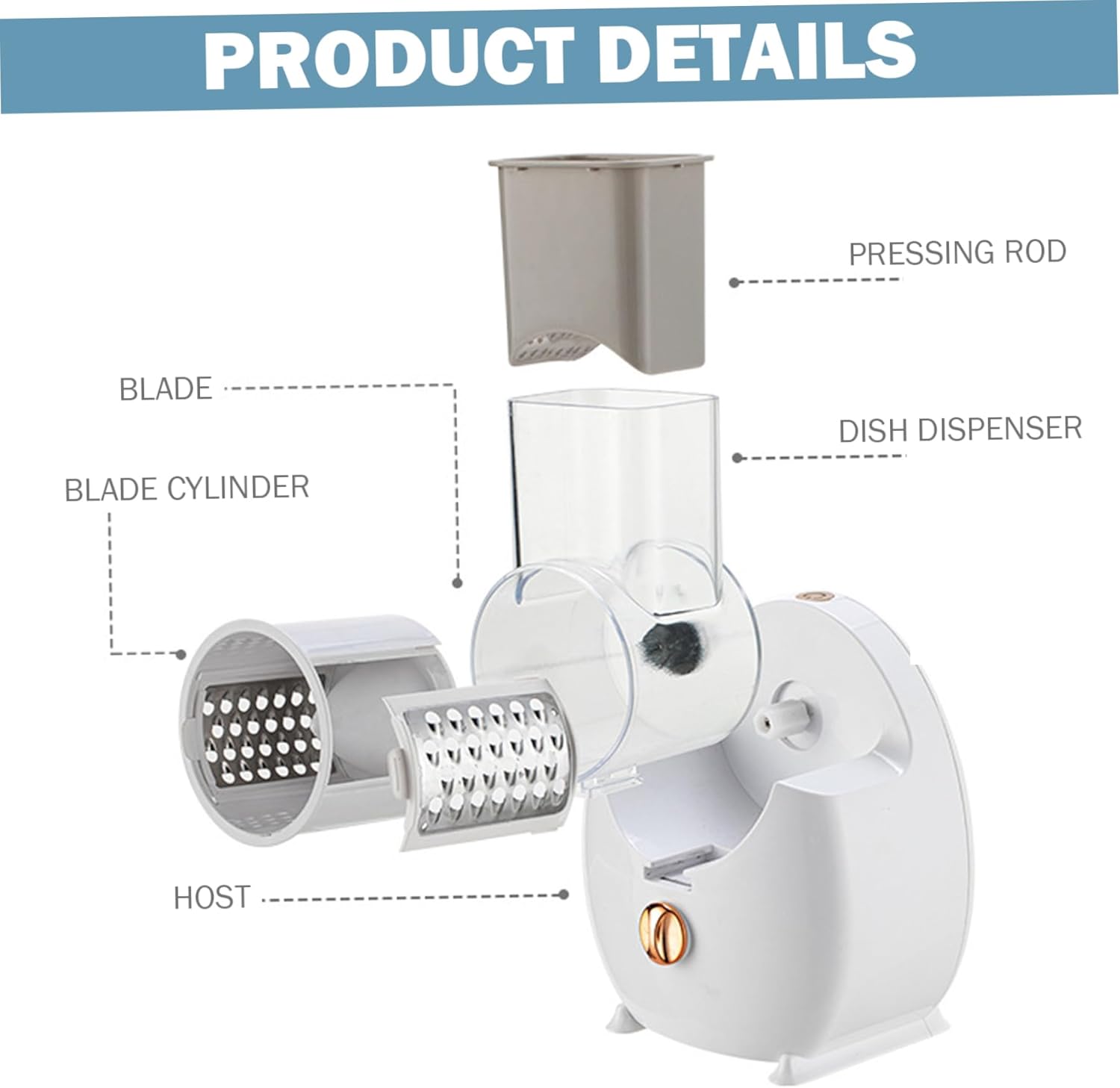 Electric Cheese Grater Detachable Automatic Cheese Grater with 3 Different Shapes Blades USB Rechargeable for Fruits, Vegetables