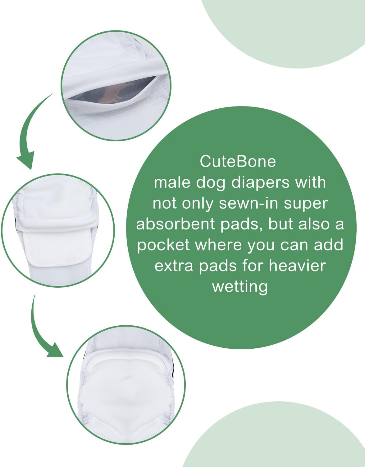 CuteBone Dog Diapers Male 4 Pack Puppy Wraps Reusable Doggie Belly Bands for Male Dogs Small Medium Large FGG02XL