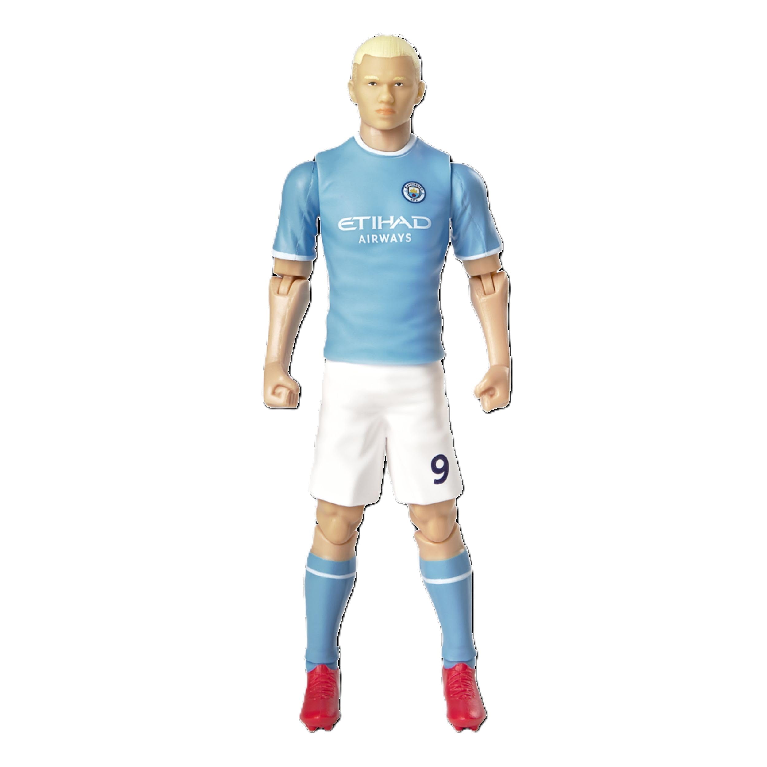 Megableu - Figurine Foot HAALAND - 20 cm - Grande Figurine Footballeur Réaliste & Articulée - Licence Officielle - 10 Points d’Articulation - Jouet Football Manchester - Idée Cadeau Fans Haaland