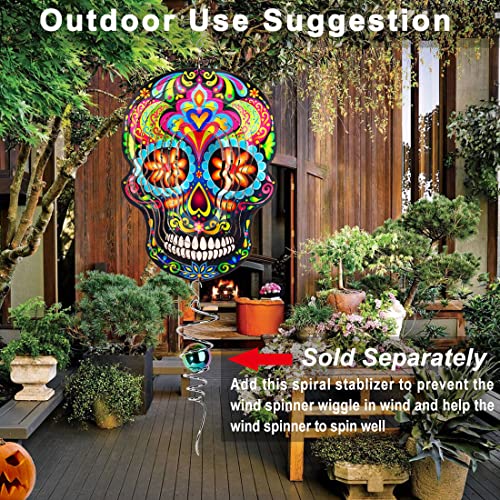 Mandala Sugar Skull Wind Spinner, 3D Green Spinner Outdoor Metal Large For Yard And Garden, 12In Spinning Candy Skeleton De Viento For Dia De Los Muertos Hanging Decoration, Day Of The Death Ornaments #TOP4