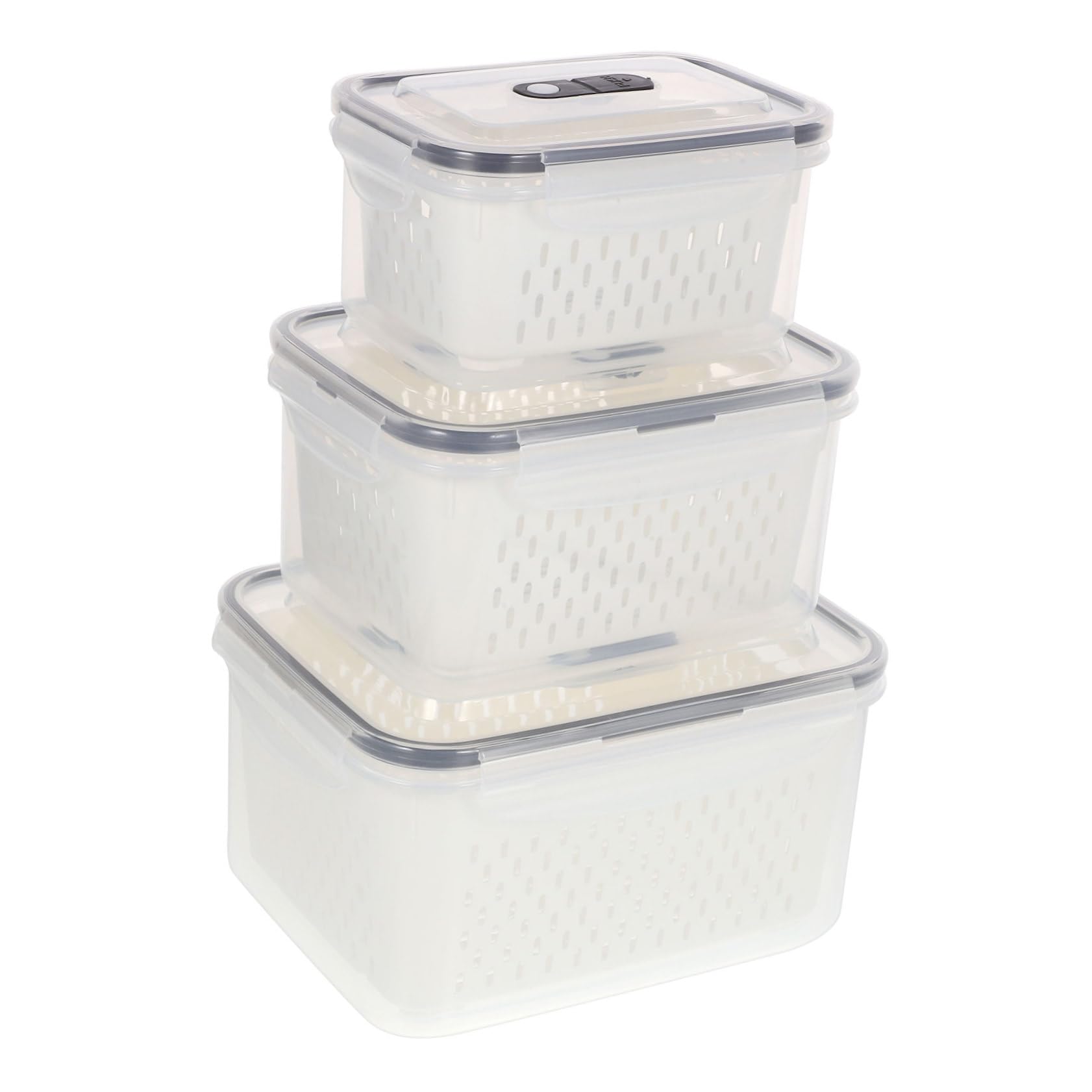 Contenedores Blanco para Refrigerador Alimentos Piezas de 3 Plástico