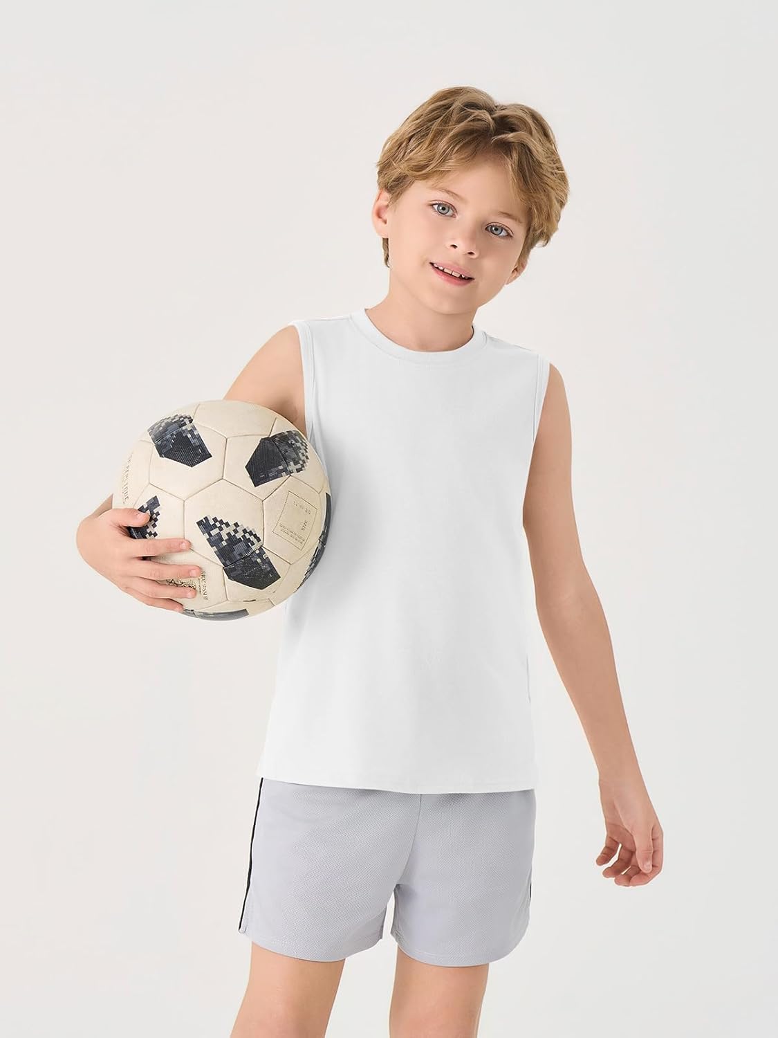 Haloumoning Boys Tank Tops Casual Sleeveless Crewneck Athletic Workout Tees Basic Solid Undershirts 5-14 Years - Image 4