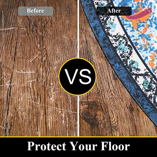 Vaukki Vintage 4 Ft Round Desk Chair Mat, Non Slip Desk Floor Mat For Hardwood Floor, Waterproof Office Floor Mat Chair Floor Protector For Rolling Chair, Blue #TOP2