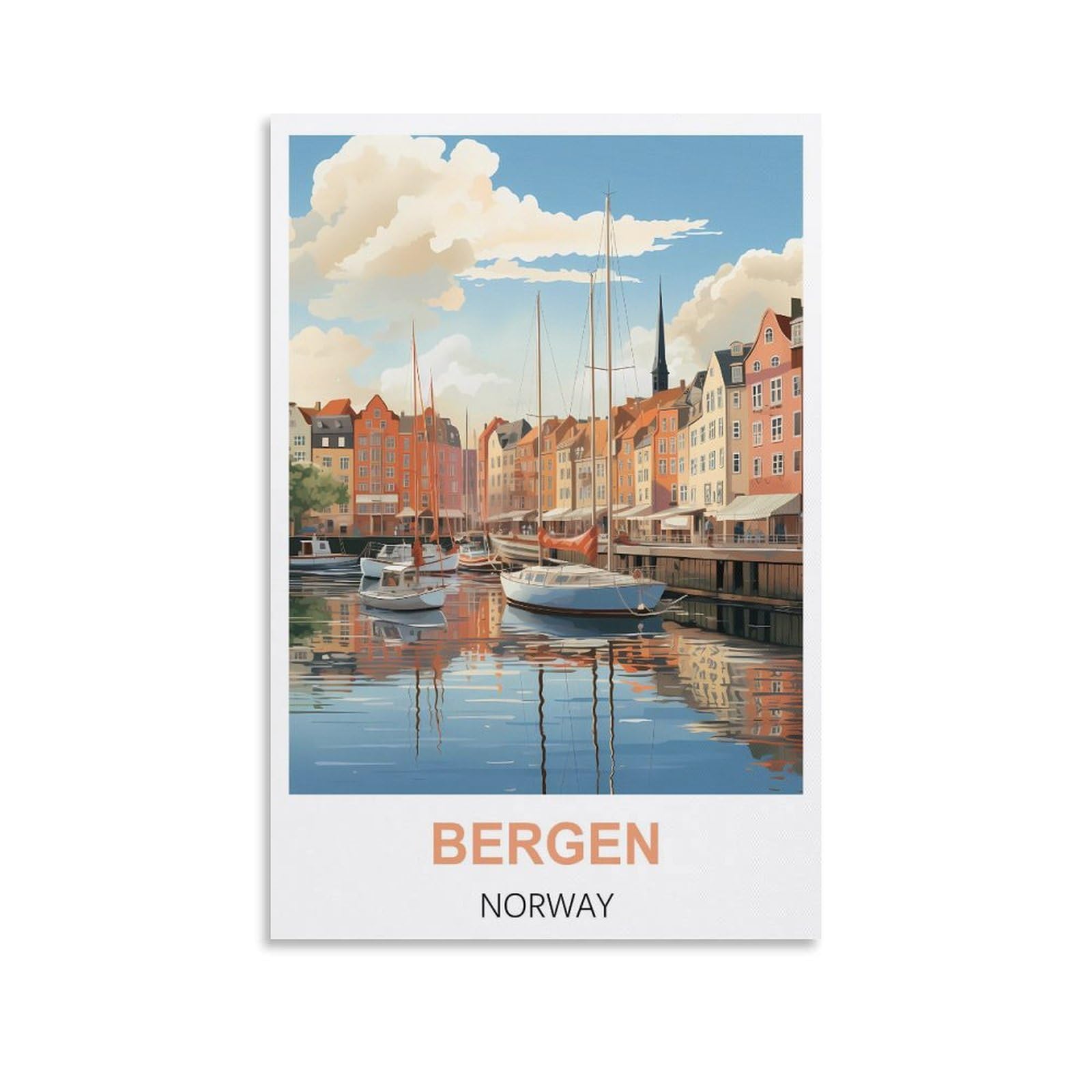 Metal Tin Sign Plaque Poster,Bergen Norways Art Plaque Poster Wall Decor for Home Tool Room Bar Club Restaurant Cafe 15x30cm