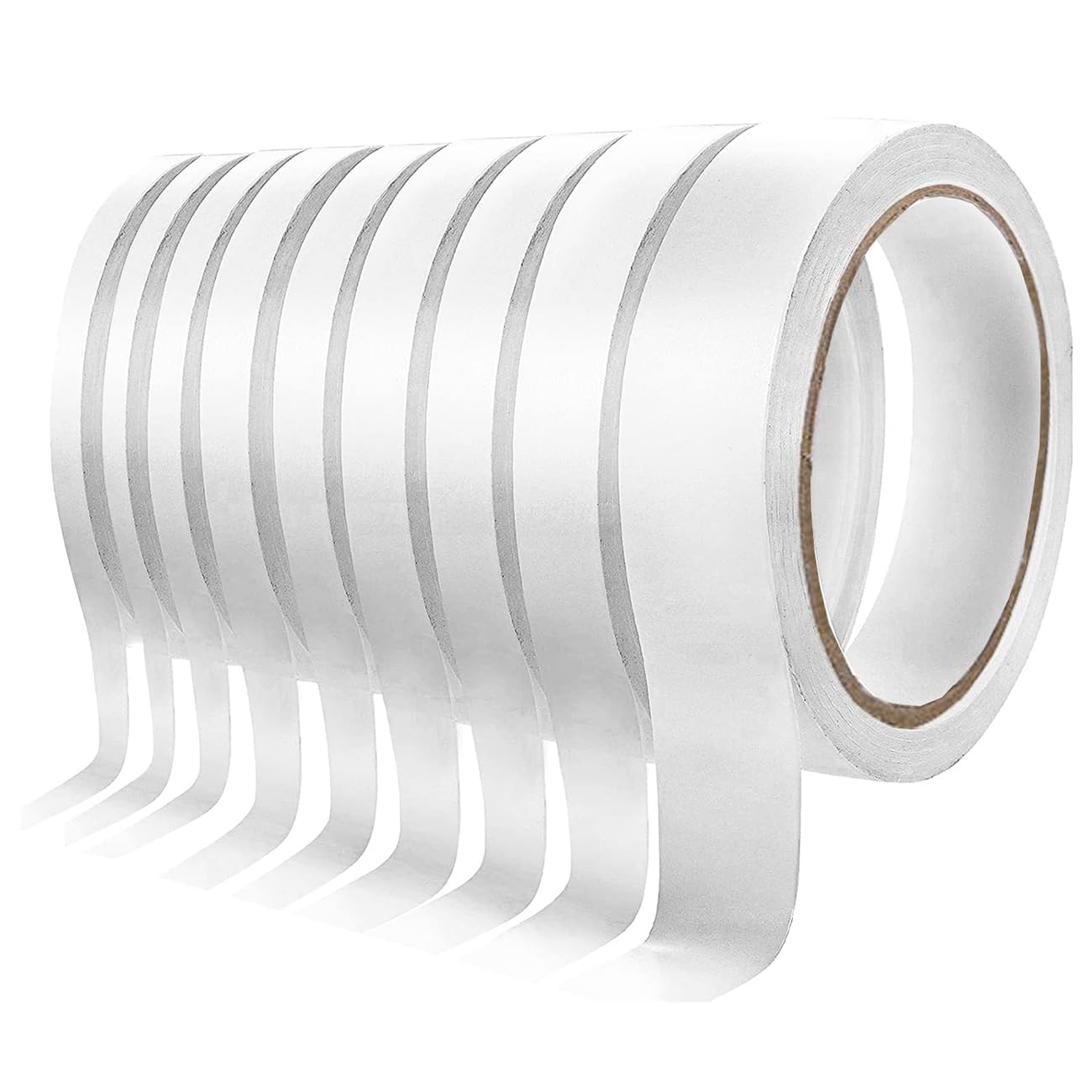 Tazweeq 9 rolls Double-Sided Tape for Crafts, Easy Tear-by-Hand, Ideal as Gift Wrap Adhesive, Cards Making, DIY and Office School Stationery Supplies (Width: 8mm/ 10mm/ 12mm/ 15mm/25mm)