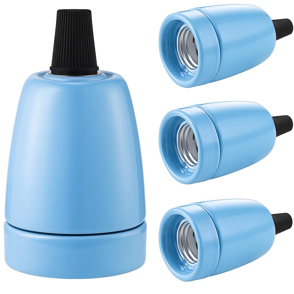 LEDSone E27 Ceramic Porcelain Lamp Holder Socket Adapter – Heat Resistant Light Bulb Holder Fitting, Ø45mm x 60mm Edison Screw ES Lamp Base