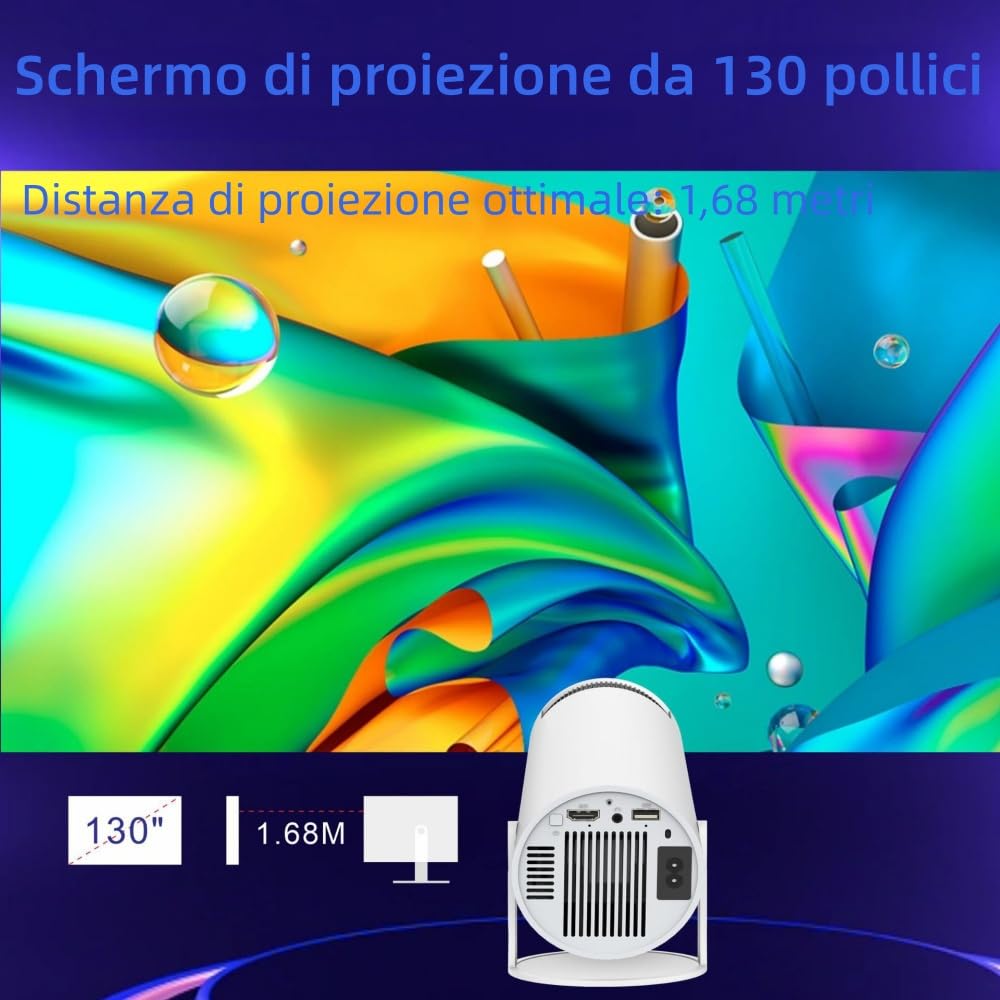 Oklumi - Pivot Projector Mini Proiettore 4K, WiFi 6 BT5, Portatile, 180° Rot, 130 pollici Schermo Home Theater, per l'uso all'aperto e in viaggio