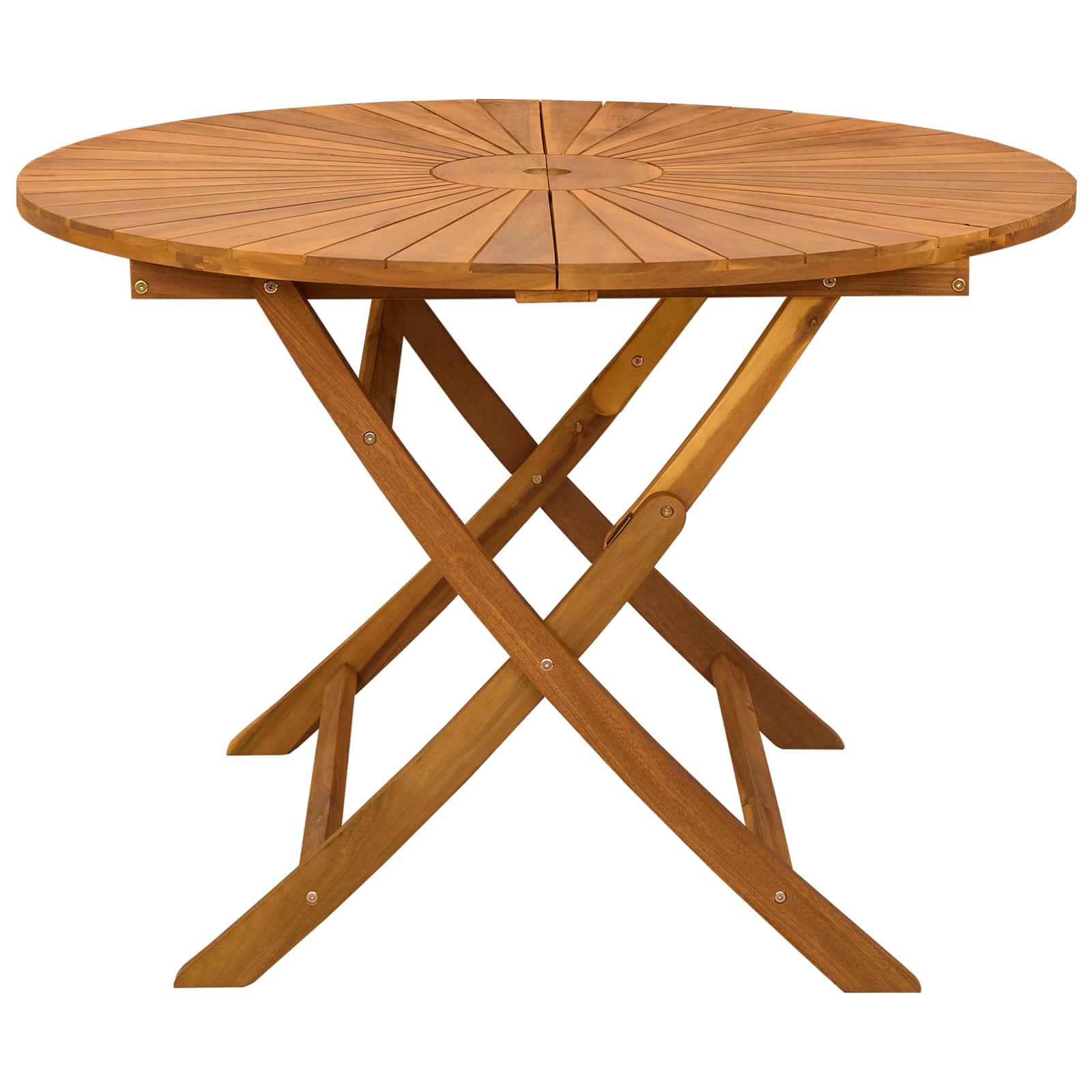 vidaXL Vouw Tuin Tafel Naturel Ø110 x 75 cm Massief Acaciahout