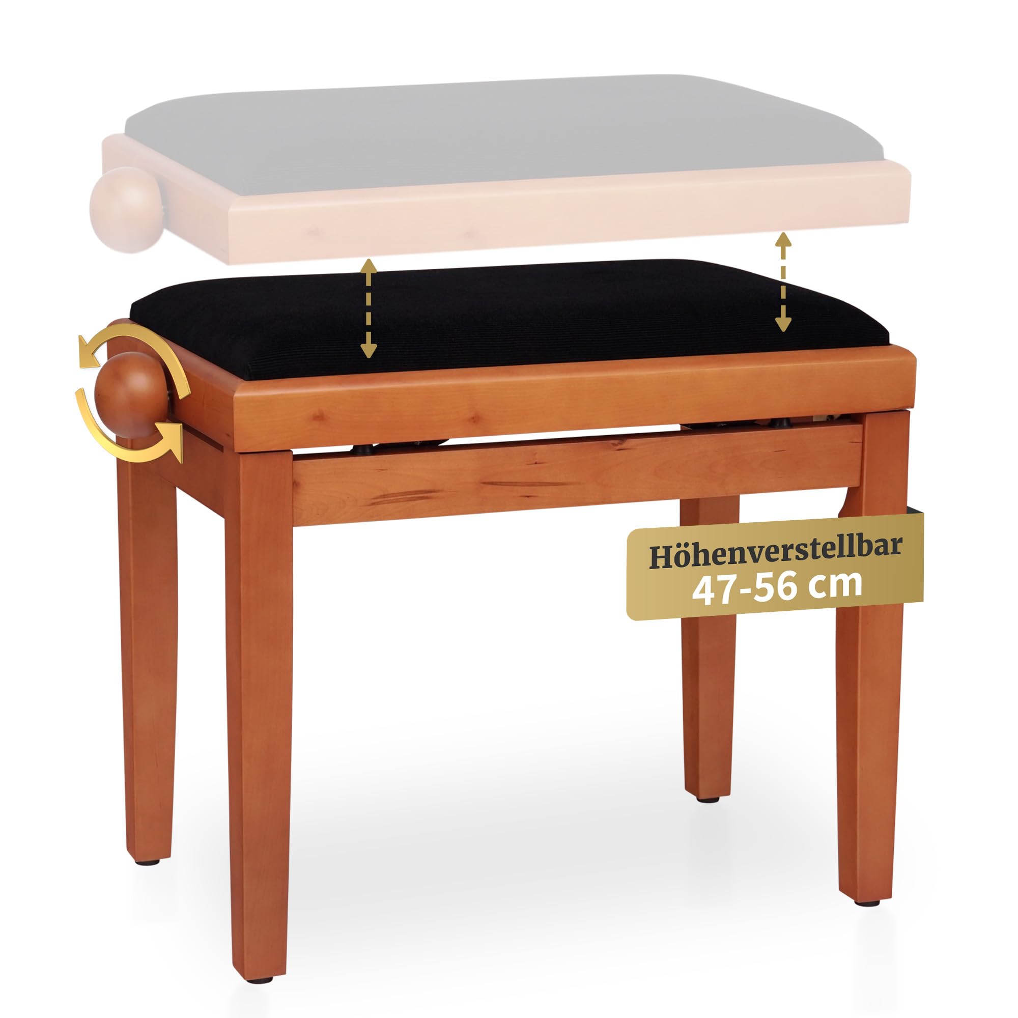 Classic Cantabile piano stool beech wood