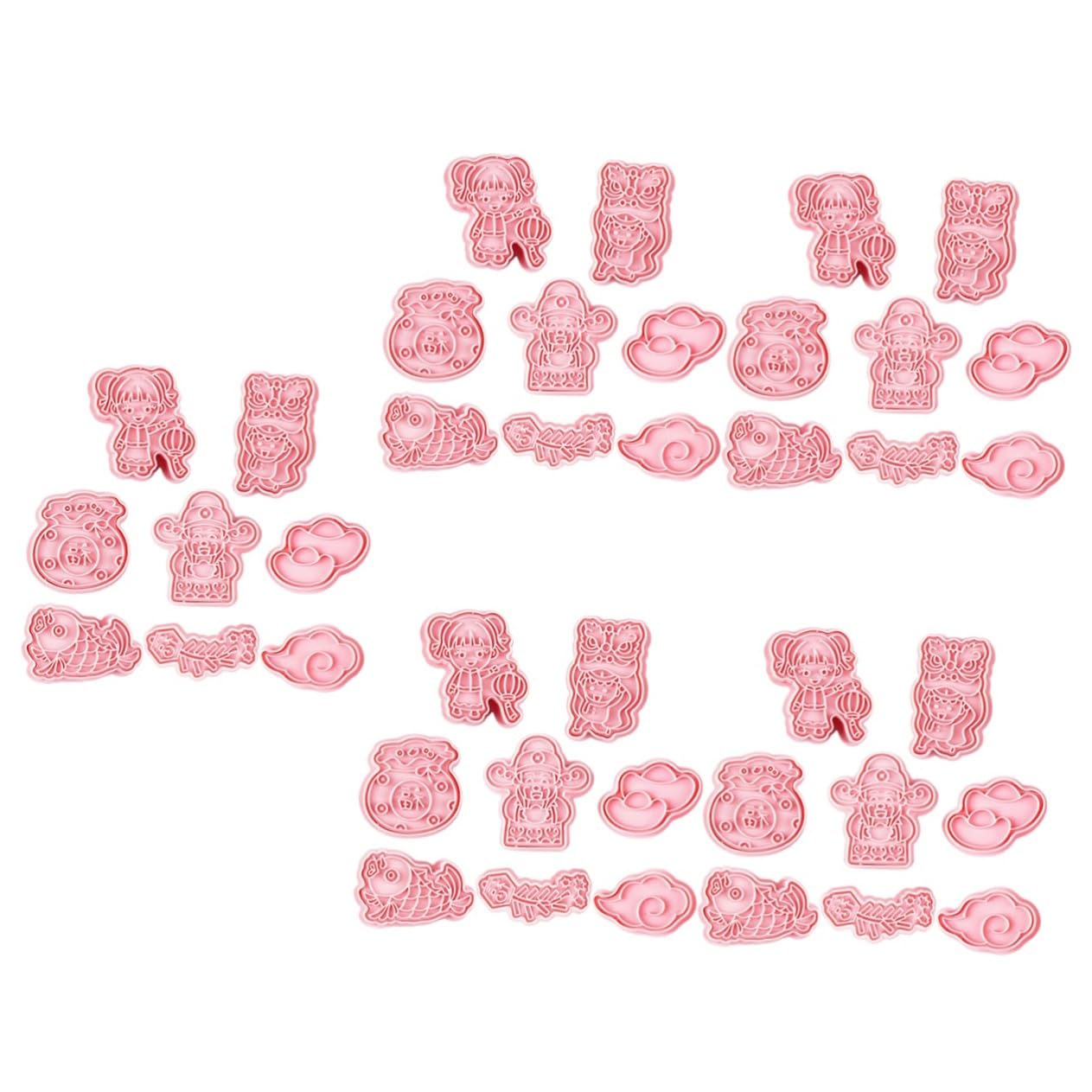 MAGICLULU 5 Juegos Molde De Galletas Sellos De Galletas 3d Mini Cortadores De Galletas De Navidad Cortador De Galletas Circular Fabricante De Moldes De Postre El Plastico Rosa 8 Uds * 5