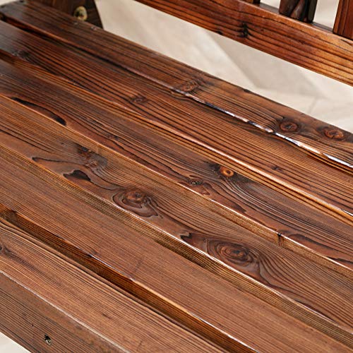 Anraja Front Porch Swing Seat With Hanging Chains Wood Outdoor 4 Ft, Burnt Brown #TOP5