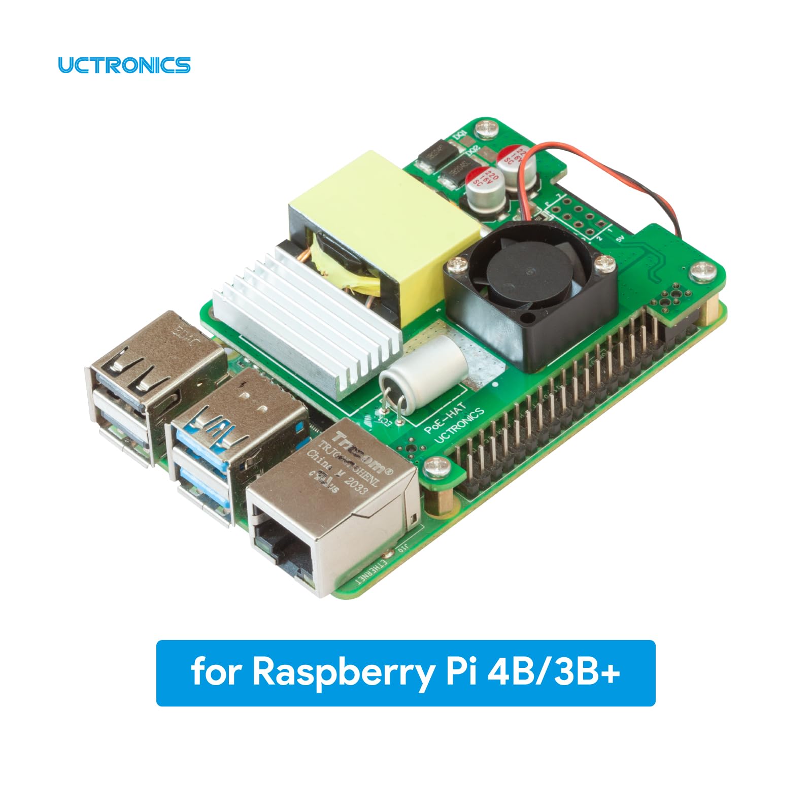 Amazon.com: UCTRONICS PoE HAT for Raspberry Pi 4B/3B+, 5V 4.5A