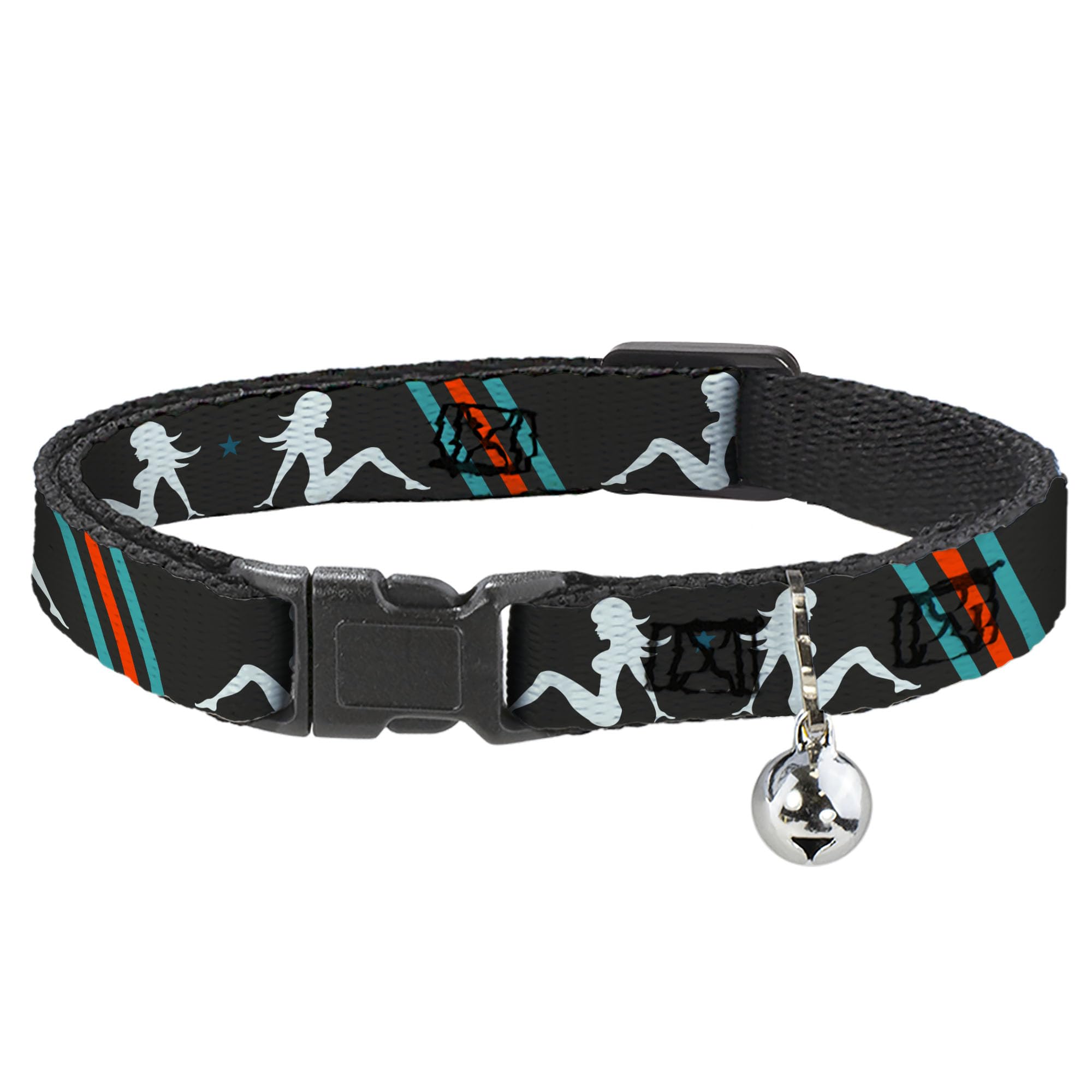 Collar de gato con solapa de barro y patrón de rayas tricolor de alta resistencia