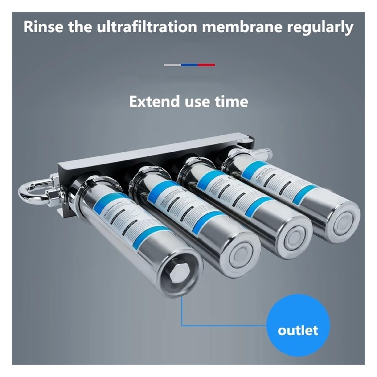 Sistema purificador de Agua por ultrafiltración for Cocina doméstica con Grifo, Sistema de filtración Directa de Agua Potable de Acero Inoxidable, 90 l/h con Alta tasa de filtración