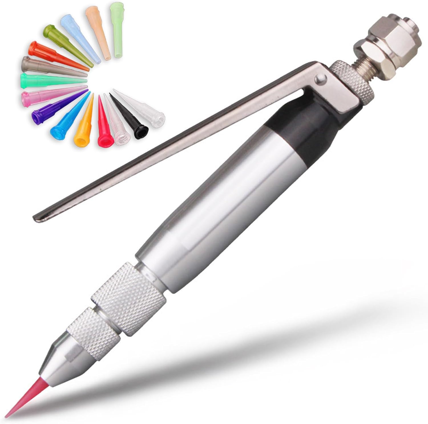 Manual Pneumatic Glue Dispensing Valve Thimble, Glue Dispenser Machine, Dispensing Nozzle Outer Diameter 4mm, for UV Glue, Sealant, Adhesives, Construction