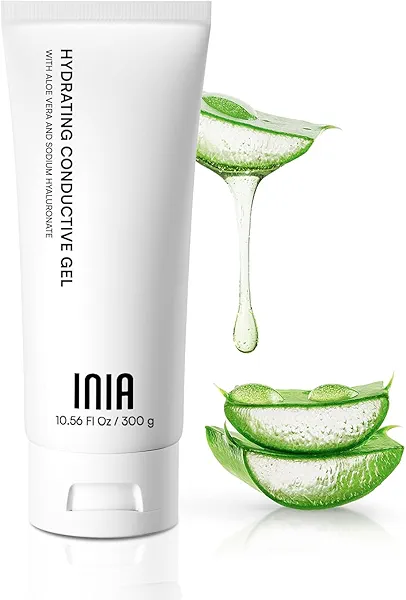 INIA Micro-current Conductive Gel for Facial and Body Skin Care Machines – Hydrating Gel Primer with Hyaluronic Acid, Anti-Aging & Skin Tightening for Women and Men, 10.56 Fl Oz