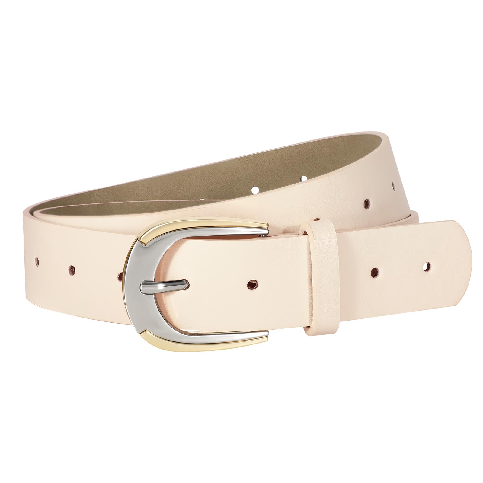 VONMELLI Women Leather Belt for Pants Jeans Dresses Ladies Belts with Fashion Gold Silver Buckle