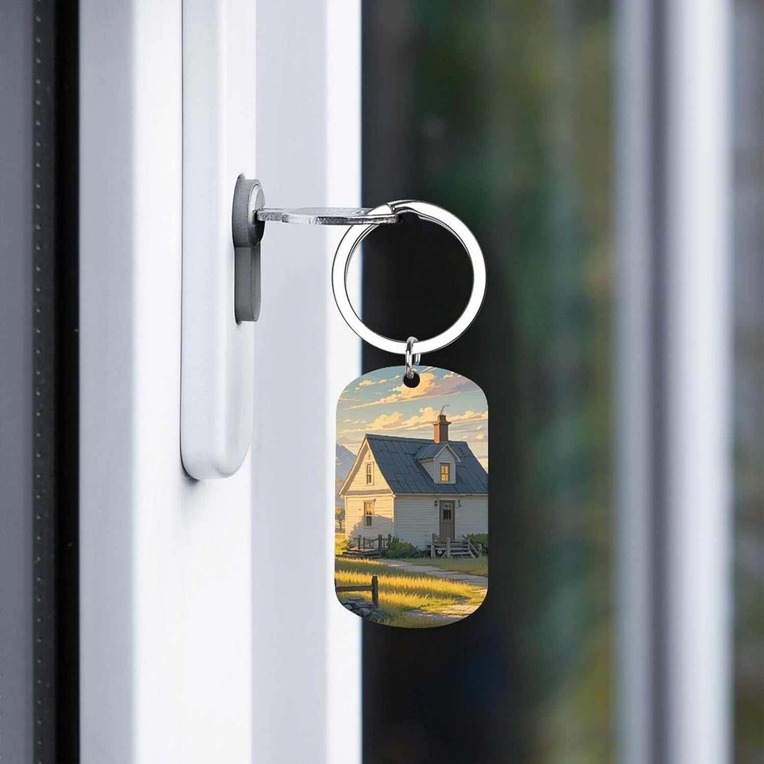 House on The Prairie Metal Keychain, Personalized Double Sided Tag Metal Key Ring, Unique Gift for Family Friends, Durable Custom Key Holder for Car Keys Bags Backpacks, 2" X 1.1" image 5