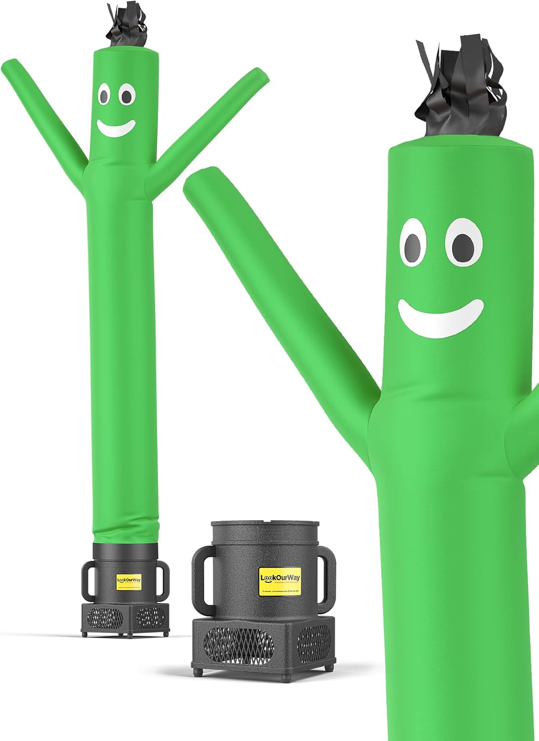 LookOurWay Air Dancers Inflatable Tube Man Set, 6-Feet Wacky Waving Inflatable Tube Guy with 9-Inch Diameter Blower Green
