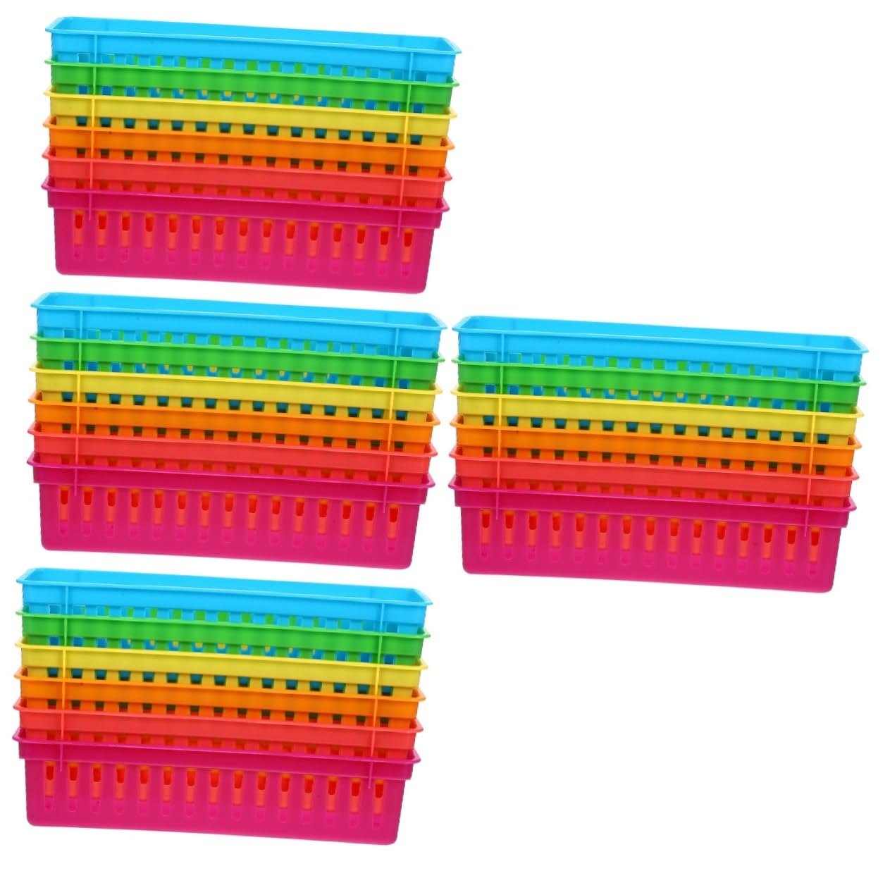 Lot De 4 Porte-crayons En Plastique Pour Salle De Classe Bac À Crayons Panier De Rangement De Bureau Porte-crayons Décole 6 Pièces X 4