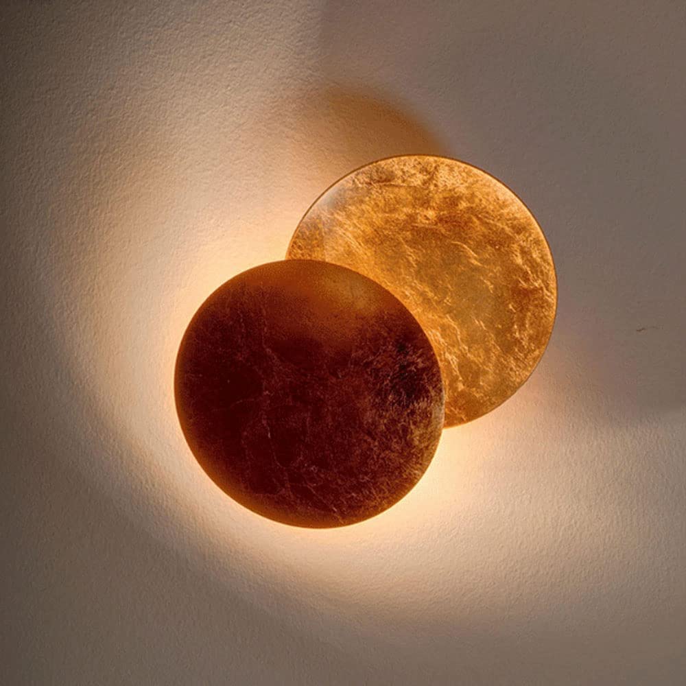 FZQSXAZU Creative Gold Copper Round Wall Sconce - Moon Concept Solar Eclipse Lamp for Living Room Nordic Hallway Bedroom Staircase Nightstand Corridor Lighting