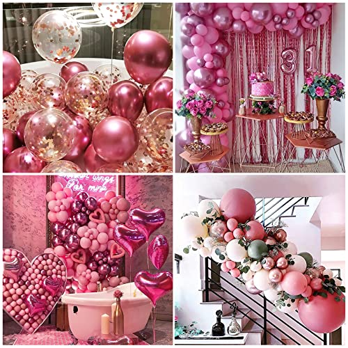 Image of PartyWoo Metallic Dark Pink Balloons, 50 pcs 5 Inch Pink Metallic Balloons, Metallic Pink Balloons for Balloon Garland or Balloon Arch as Birthday Party Decorations, Wedding Decorations, Pink-G104