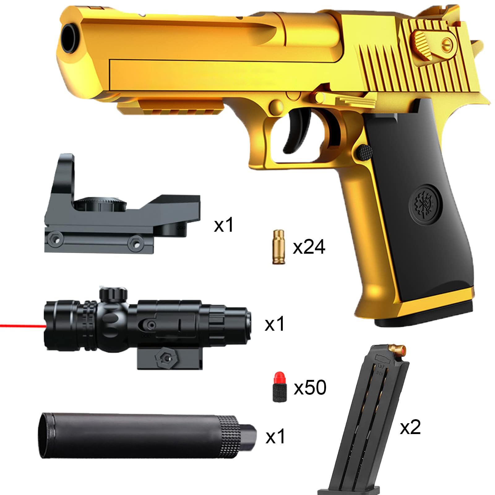 Bybykoi Spielzeug Pistole Kinder Pistole 1:1 Spielzeugpistole Wüstenadler M1911 for Kinder,Schaumstoff-Blaster Toy Gun