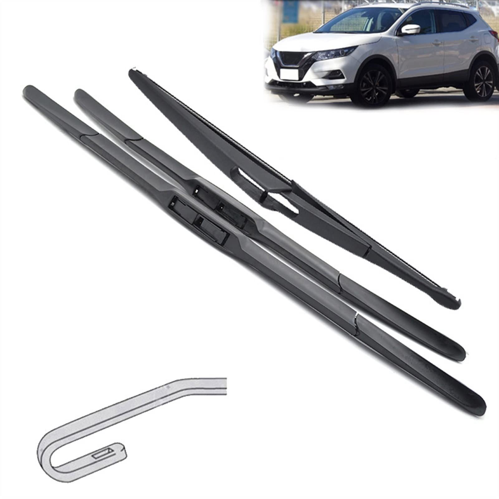 Essuie-glace Nissan Qashqai J11 anti-bruit et sans traces ensemble de balais fenêtres