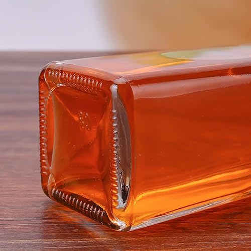 Miniatura 6 de Kingrol Paquete de 18 botellas cuadradas de vidrio de 8.5 onzas con tapas de rosca a prueba de fugas, salsa picante, aceite, vinagre, jarabe,