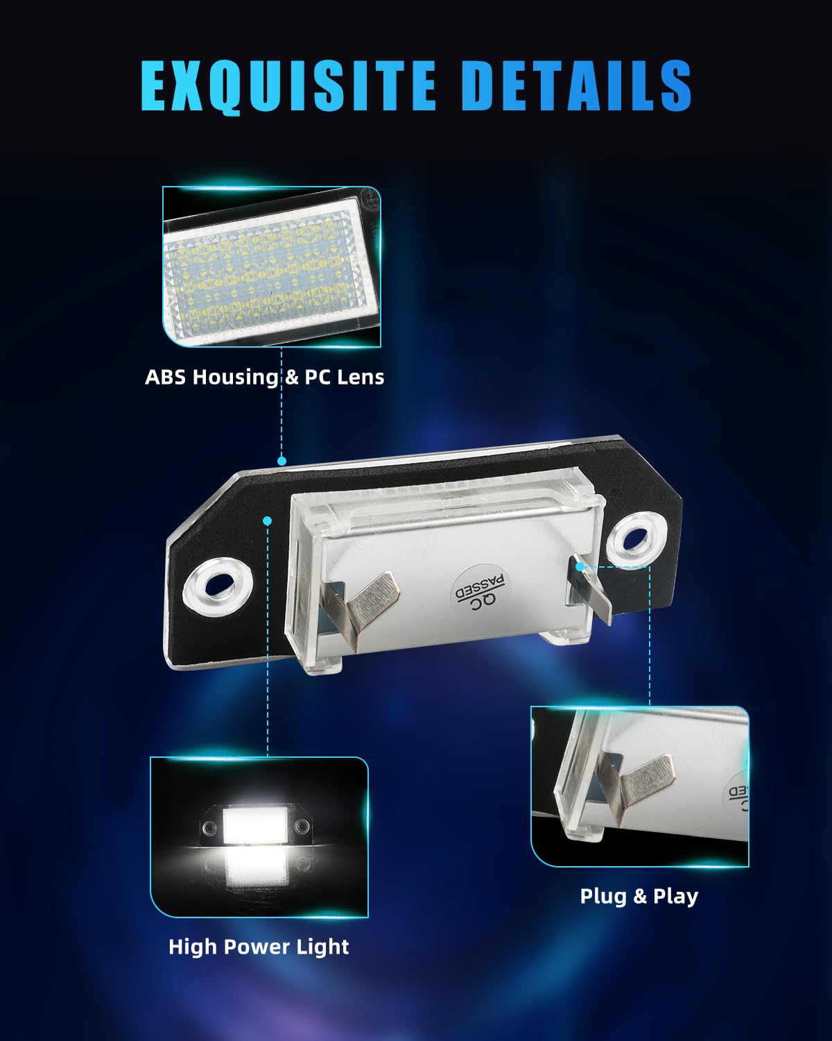 2 Stücke LED Kennzeichenbeleuchtung für 2003-2007 Fo-rd Focus C-MAX I 03 2003-2008 Fo-rd Focus MK2, [Can-bus Fehlerfrei] Hochwertige 18 SMD Nummernschildbeleuchtung