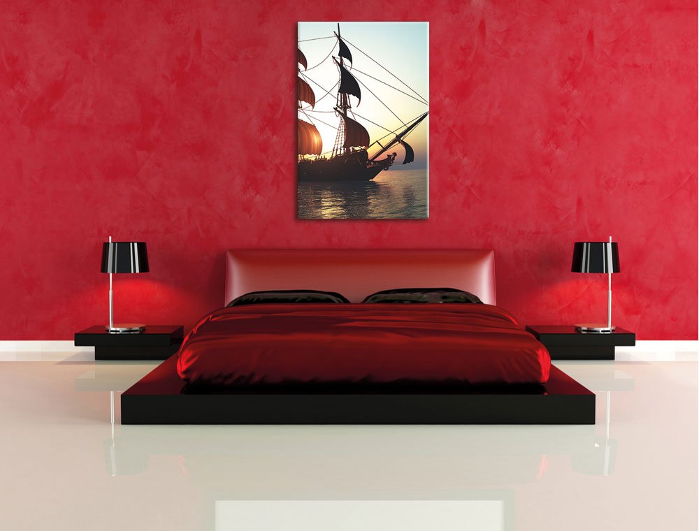 Vecchia nave a vela, formato: 120 x 80 cm su tela, XXL immagini giganti già incorniciate con cornice, stampa artistica da parete con cornice, più conveniente di dipinti o pittura a olio, nessun poster