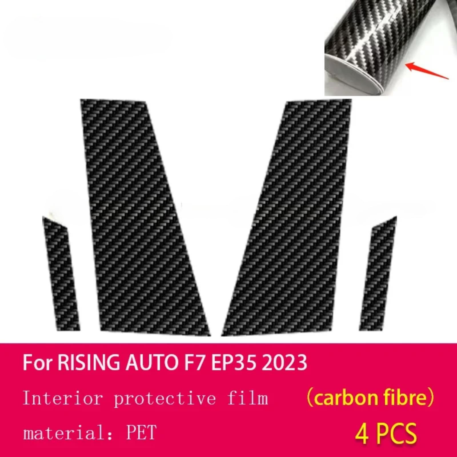 Pellicola protettiva per carrozzeria auto B C per lunotto della finestra con membrana anti-graffio TPU PPF, accessori per auto Rising Auto F7 EP35 2023 (fibra di carbonio)