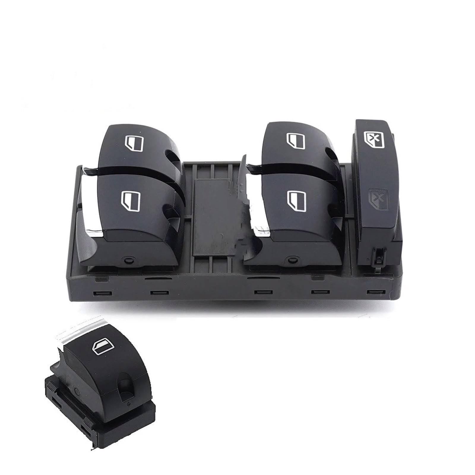 Kiryu One Color Regulator For A3 8P For A6 S6 For Rs6 For C6 For Q7 2004 2005 2006 2007 2008 2009 2010 2011 Master Window Switch Control Button 4F0959851h(Chrome Set-A)