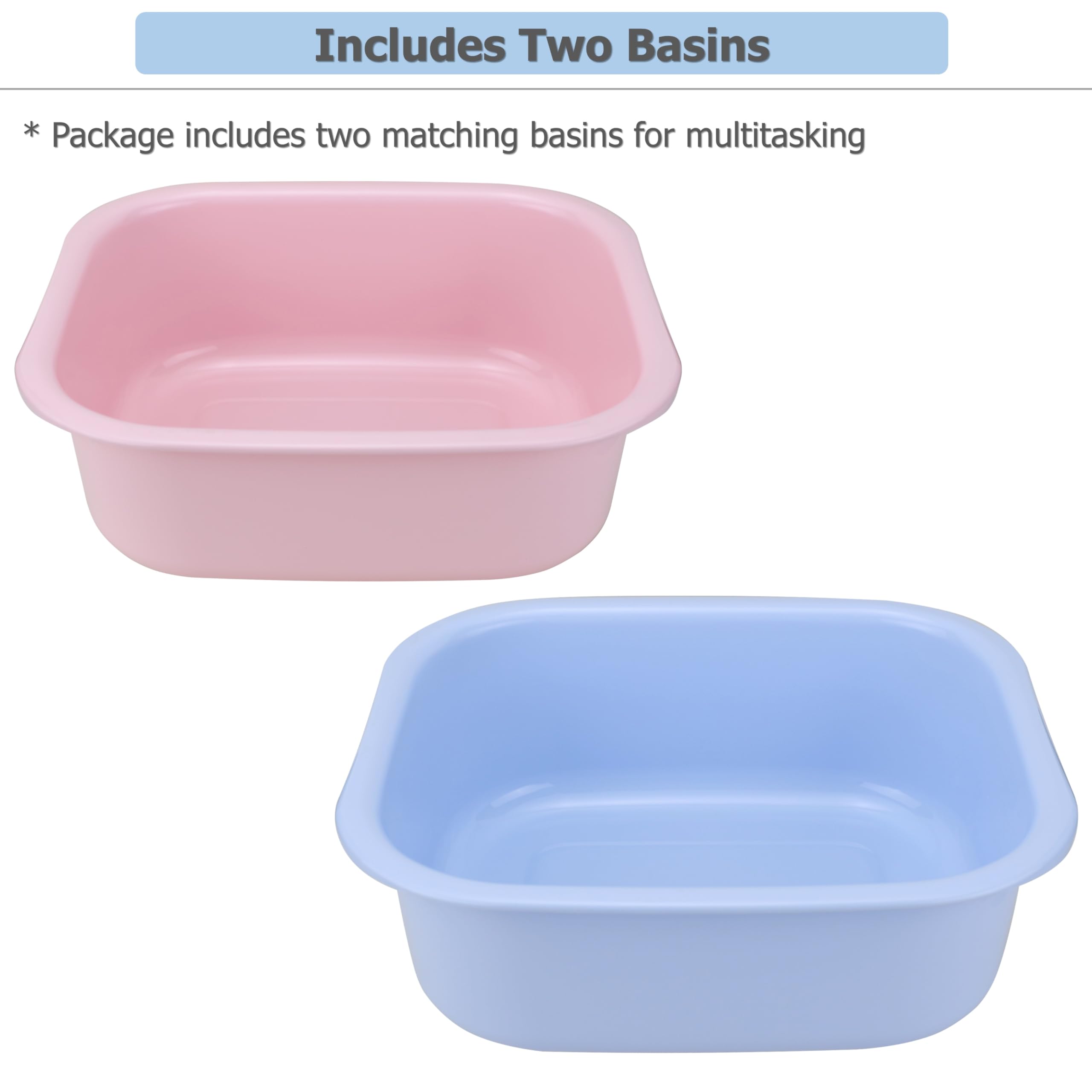 EIKS Lot de 2 bacs à eau rectangulaires en plastique pour un usage domestique, peu encombrant, résistant à la chaleur, idéal pour le nettoyage, le trempage et l'organisation, capacité 6,7 l