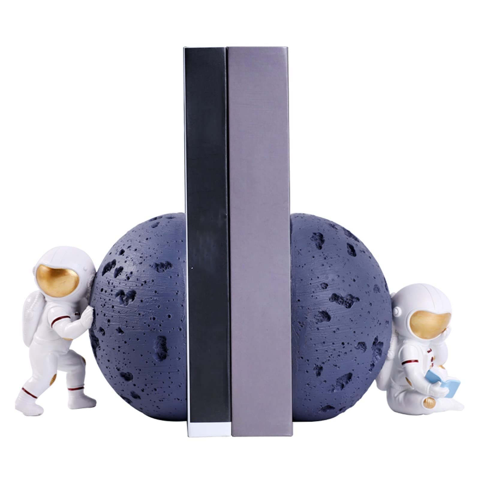 Fermalibri decorativi in resina con astronauta, fermalibri per scaffali, supporto per libri, fermalibri per libri (1)