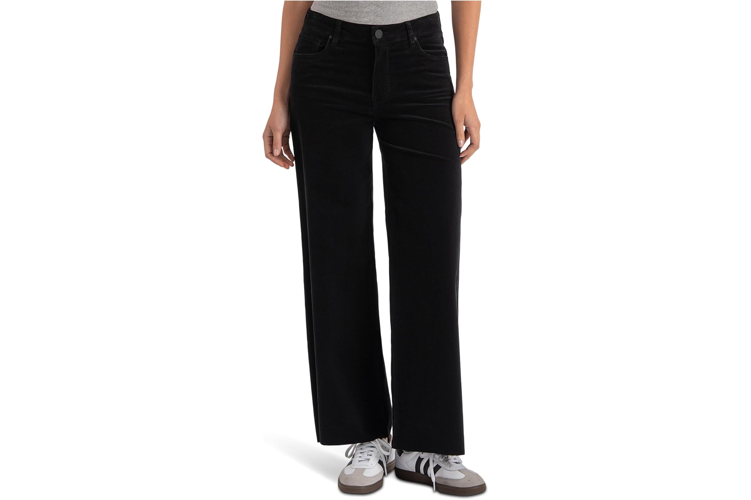 Джинсы KUT from the Kloth Meg High-Rise Fab Ab Wide Leg Raw Hem-Long Inseam in Black