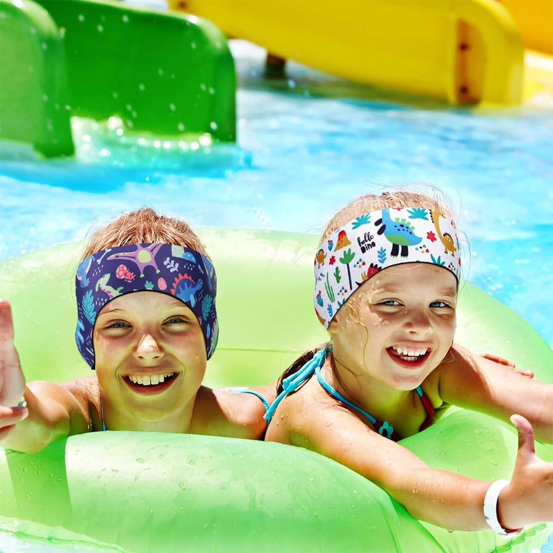 2 fasce elastiche per nuoto per bambini, protezione per orecchie in neoprene per piscina e altri sport acquatici