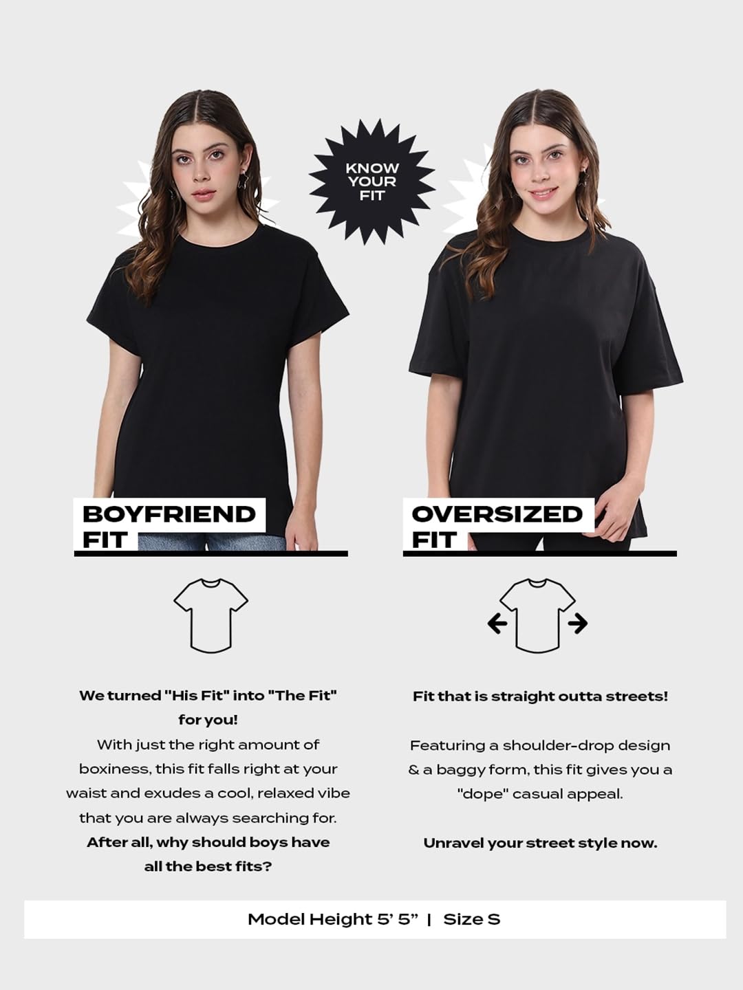 Bewakoof Confezione da 2 magliette da donna con stampa grafica oversize a mezza manica girocollo in puro cotone