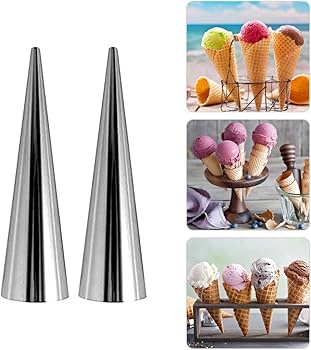 5 Pcs Stainless Steel Cannoli Forms Tube,Non-Stick Pastry Croissant Roll Mold Large Size Cone Shaped Baking Mold Cream Horn Mold Pastry Baking Cones