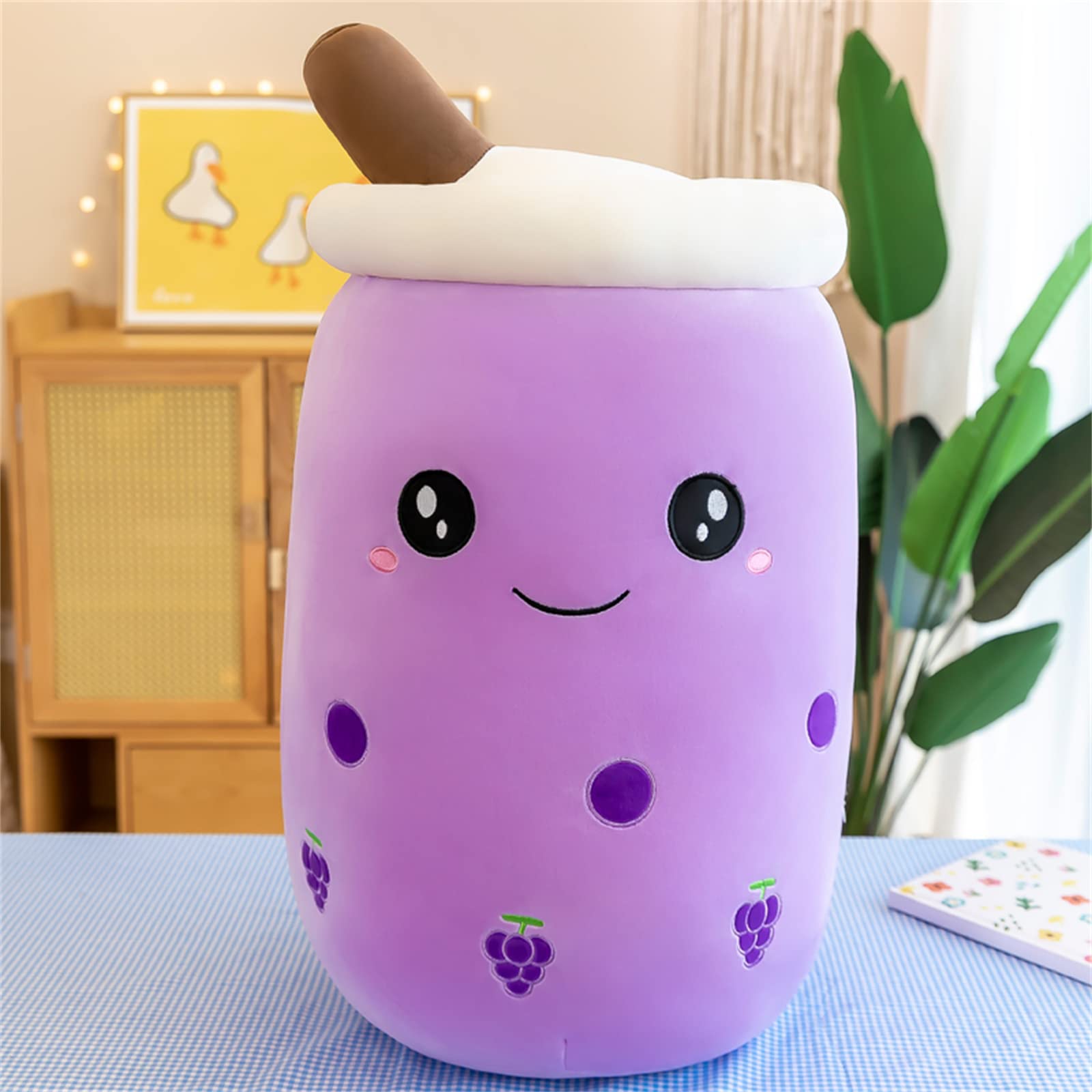 Bubble Tea Cuddly Toy, Cartoon Plush Dolls, Funny Milk Tea Soft Doll, Tea Cup Cushion, Bubble Tea Plush Toy, Children's Toy, Birthday Gift, 24 cm / 9.4 inches, Purple A