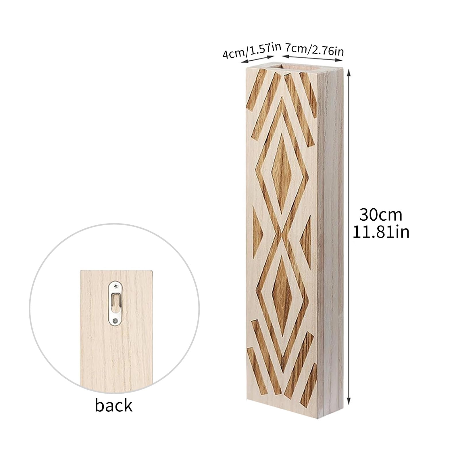 Set de 3 Jarrones de Pared de Madera - Plantadores Colgantes con Acabado Marrón Rústico, Decoración Moderna para Flores Artificiales y Plantas (A)