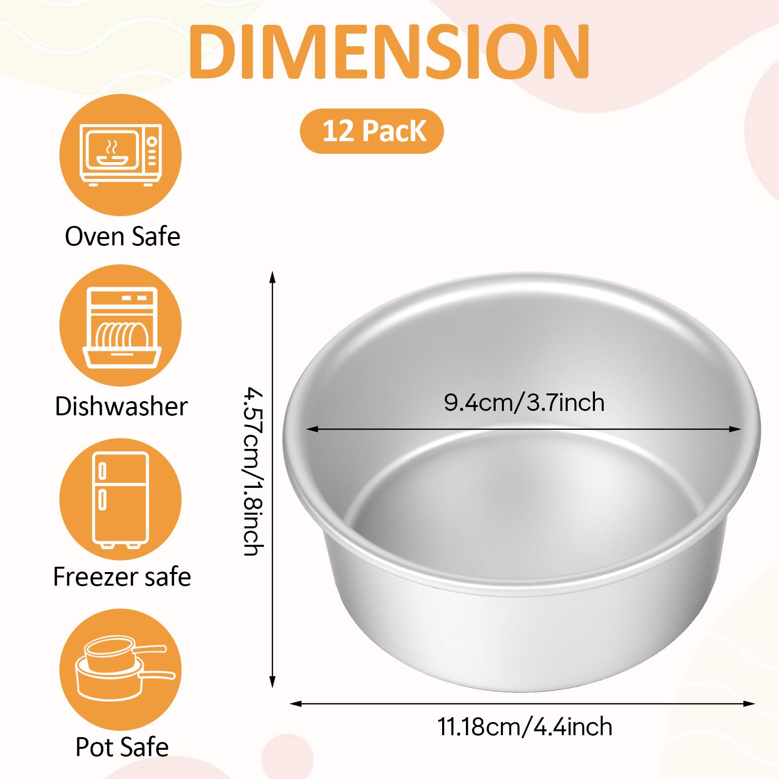 JOUTYFOR 12 Pcs 4 Inch Small Cake Pan Mini Round Cake Pans for Baking Nonstick Aluminum Smash Cake Pans Cheese Cake, Pizza, Quiche, Leakproof and Easy Release